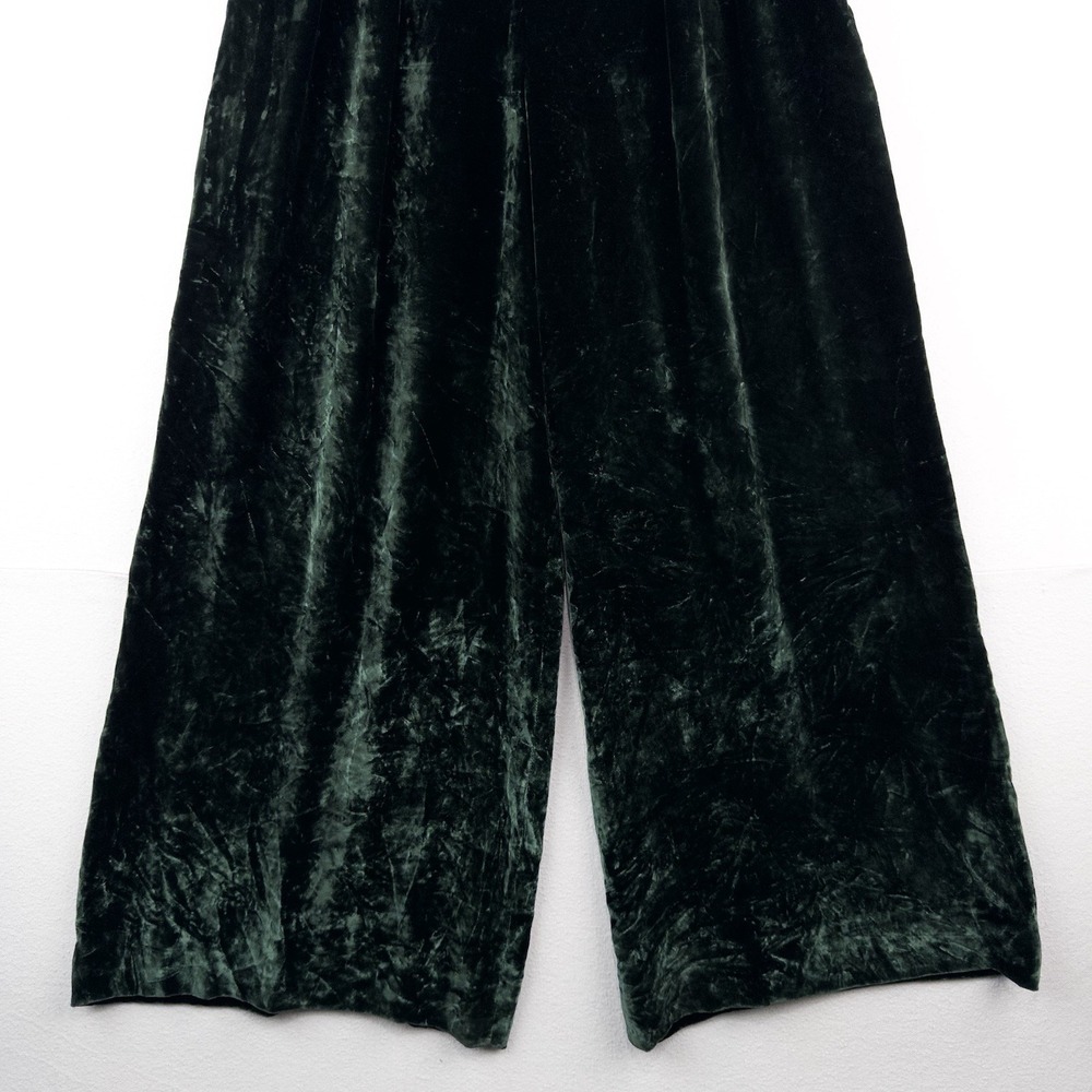 Vintage Ralph Lauren Purple Label Womens 6 Green Velvet Wide Leg Pants USA Talon - Picture 5 of 10